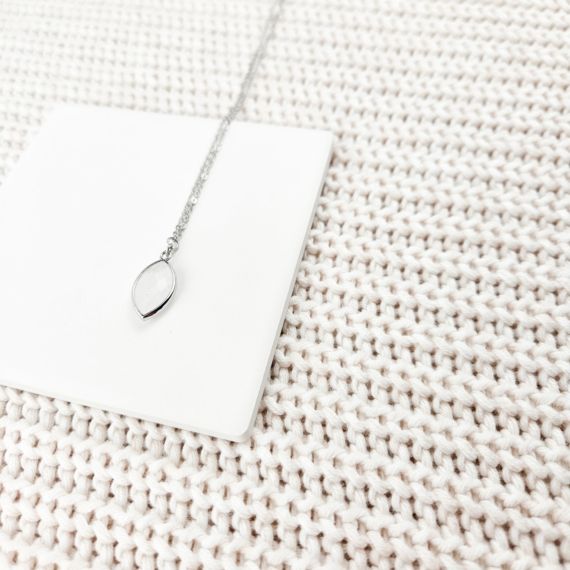 Faceted Quartz Crystal Silver Necklace