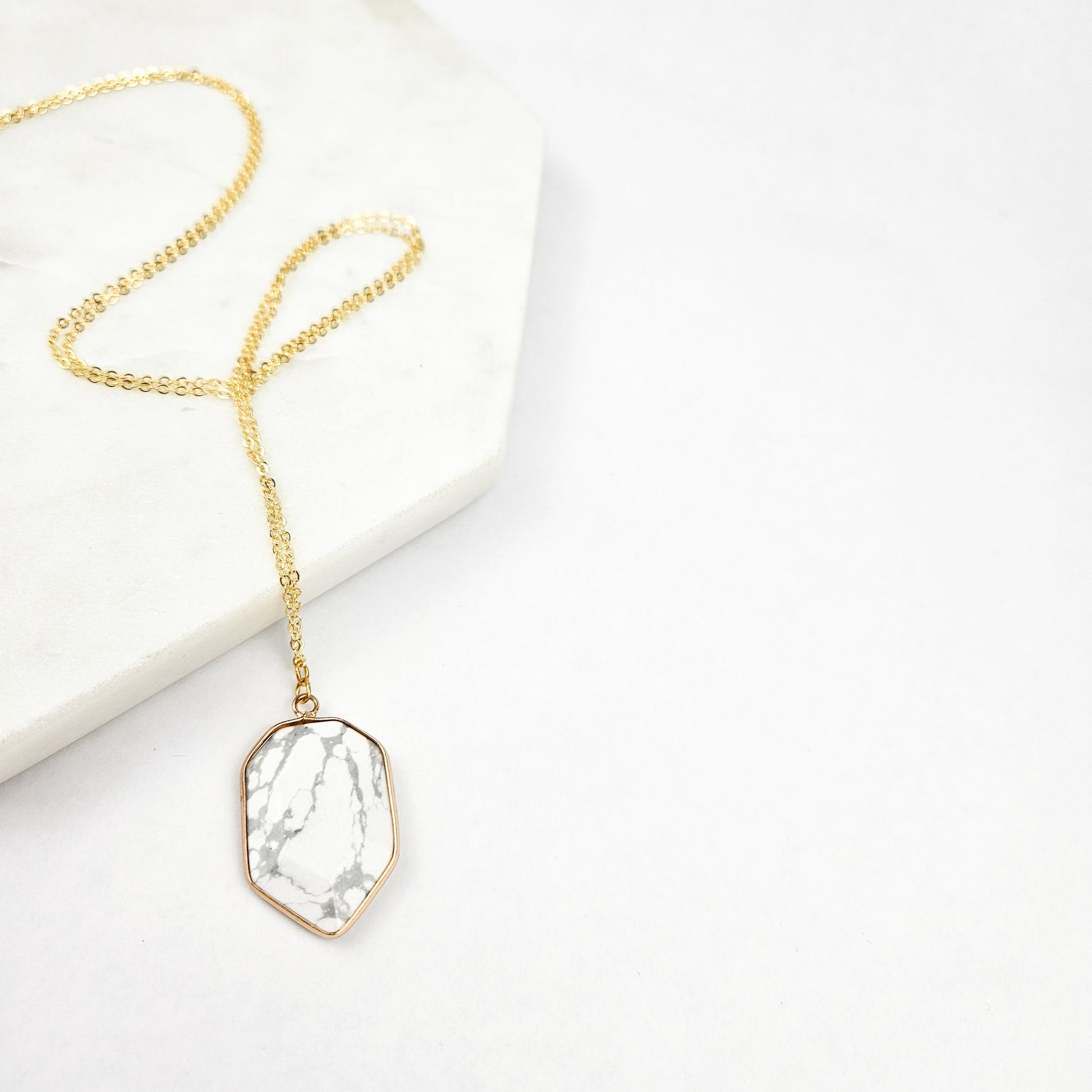 Howlite Crystal Shield Necklace